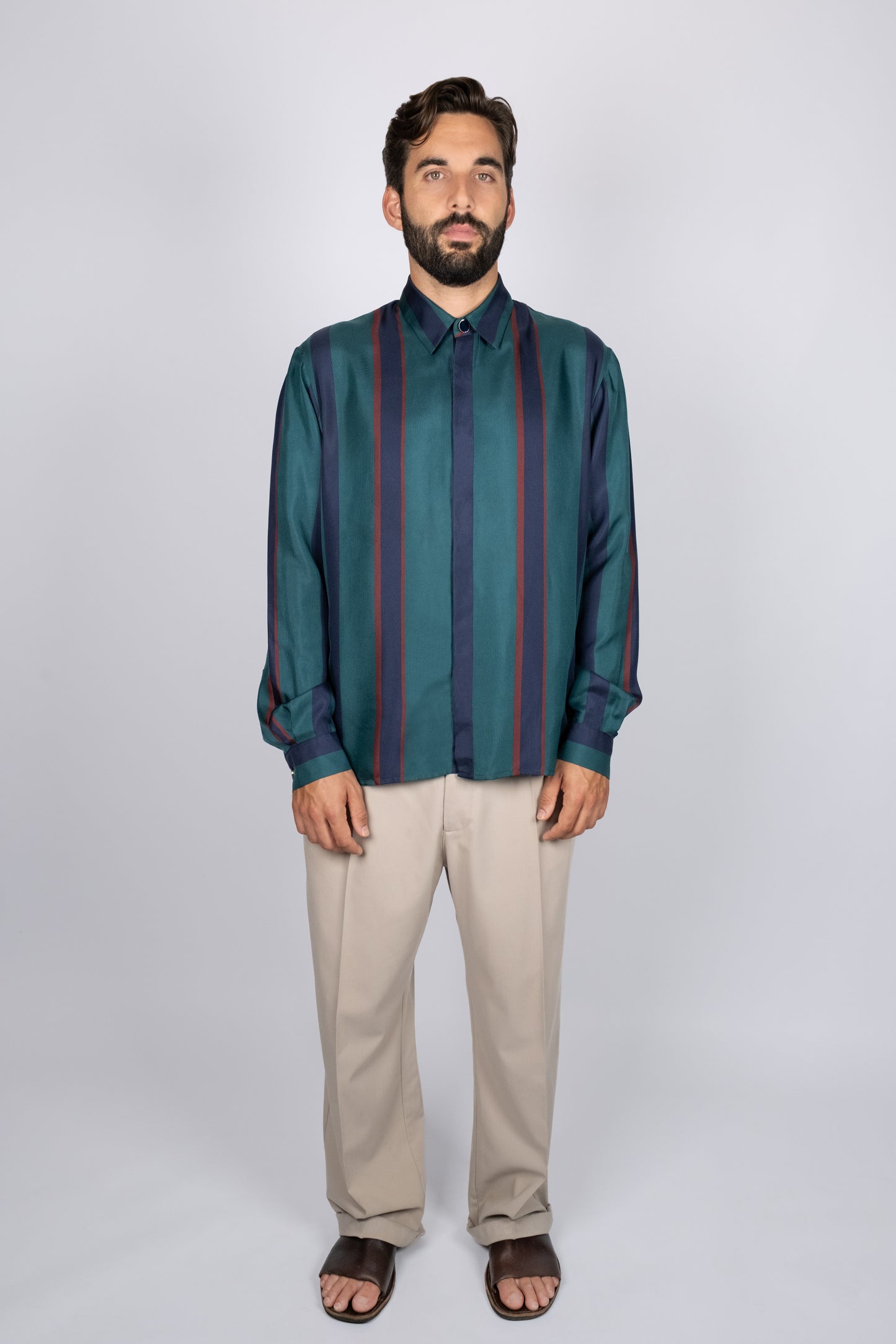 LUCA PETROL SILK SHIRT